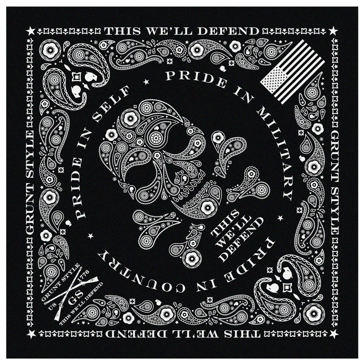 Grunt Style Death Paisley Bandana - Black