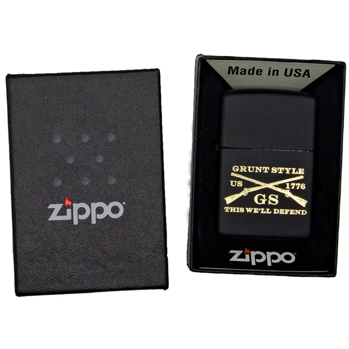Grunt Style Etched Logo Zippo Lighter - Black - Image 9