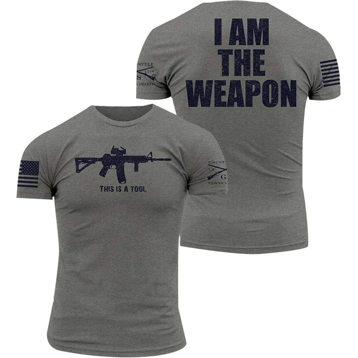 Grunt Style I Am The Weapon Crewneck T-Shirt - Gray