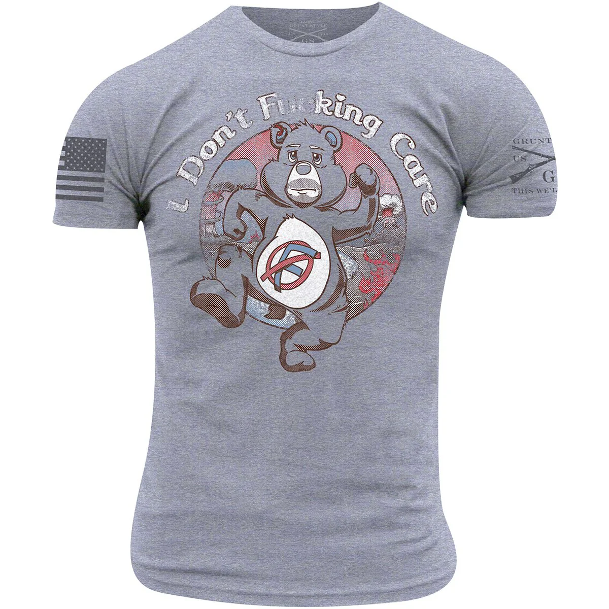 Grunt Style I Don't Fcking Care T-Shirt - Heather Gray
