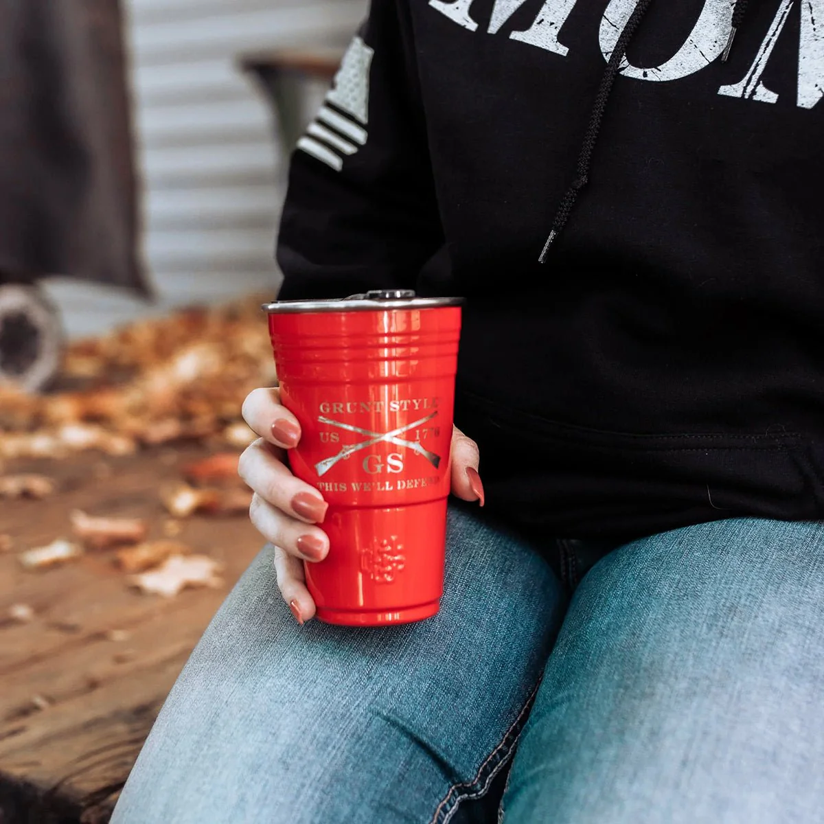 Grunt Style Insulated Stainless Steel Party Cup - Red - Image 3