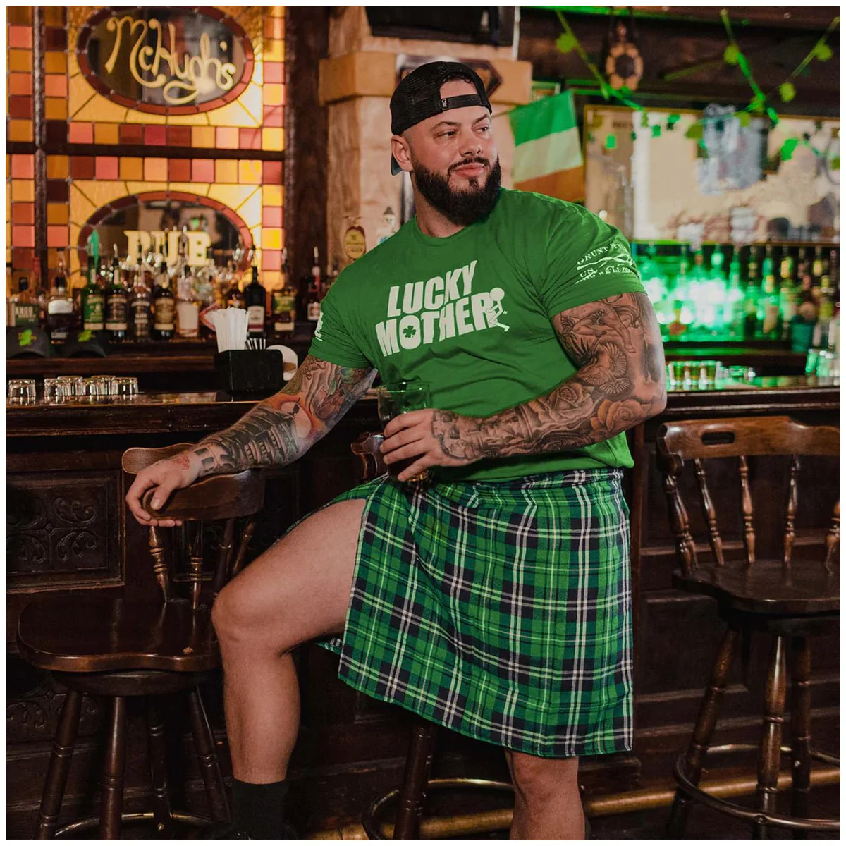 Grunt Style Lucky Mother T-Shirt - Kelly Green - Image 2