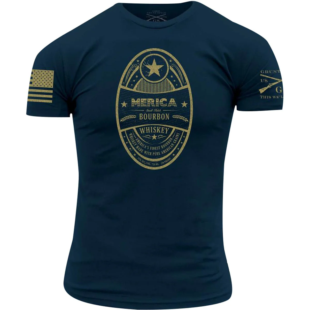 Grunt Style Merica Bourbon Label T-Shirt - Navy