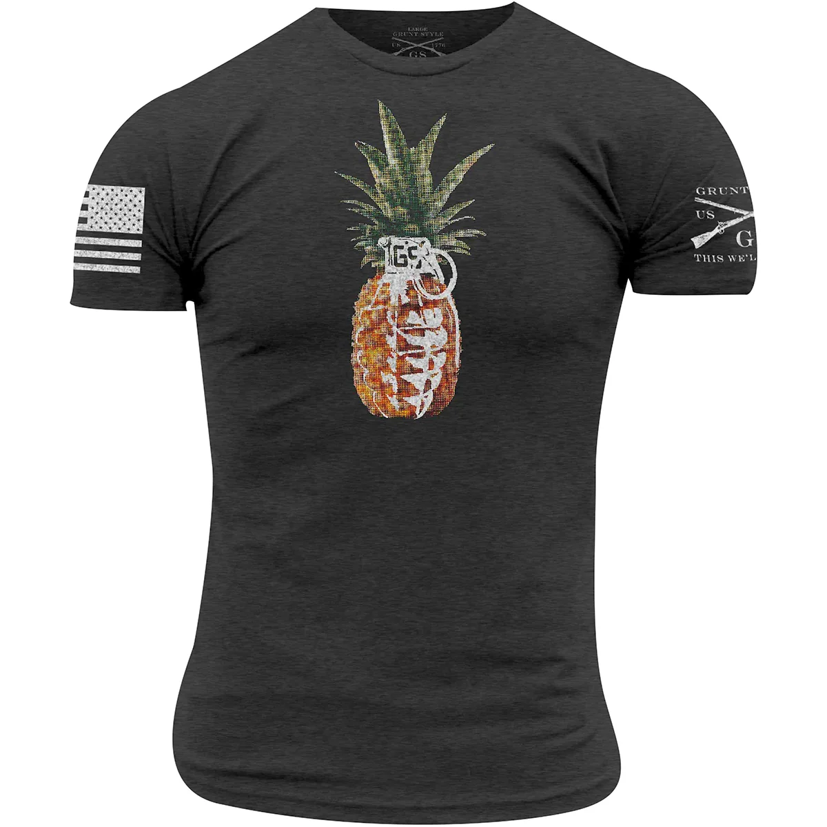 Grunt Style Pineapple Grenade T-Shirt - Heather Black