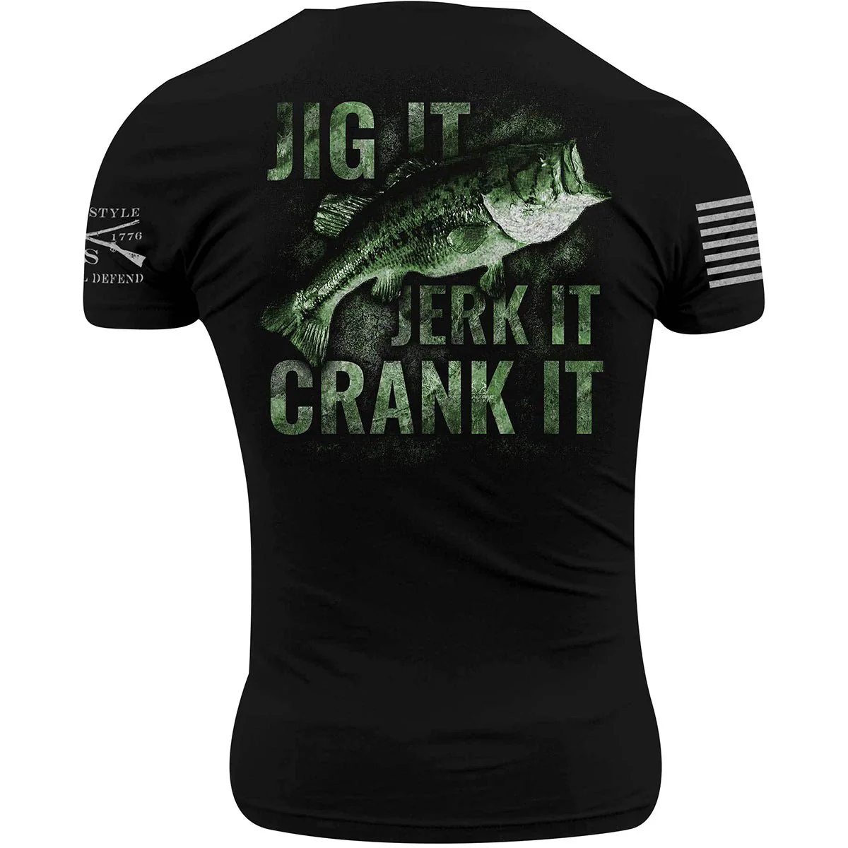 Grunt Style Realtree Fishing - Jig It, Jerk It, Crank It T-Shirt - Black - Image 3