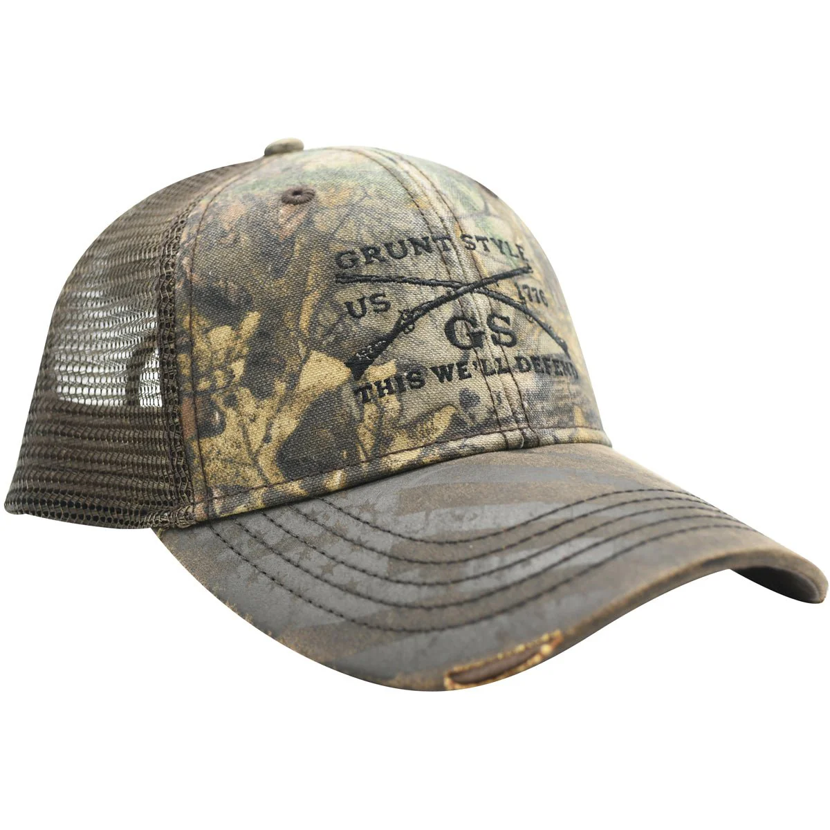 Grunt Style Realtree Xtra Embroidered Logo Flag Hat - Brown