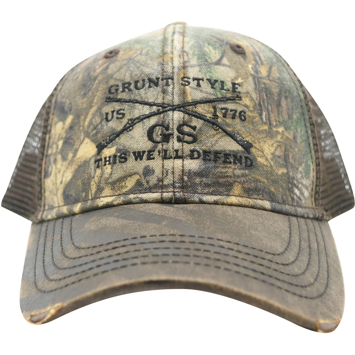 Grunt Style Realtree Xtra Embroidered Logo Flag Hat - Brown - Image 2