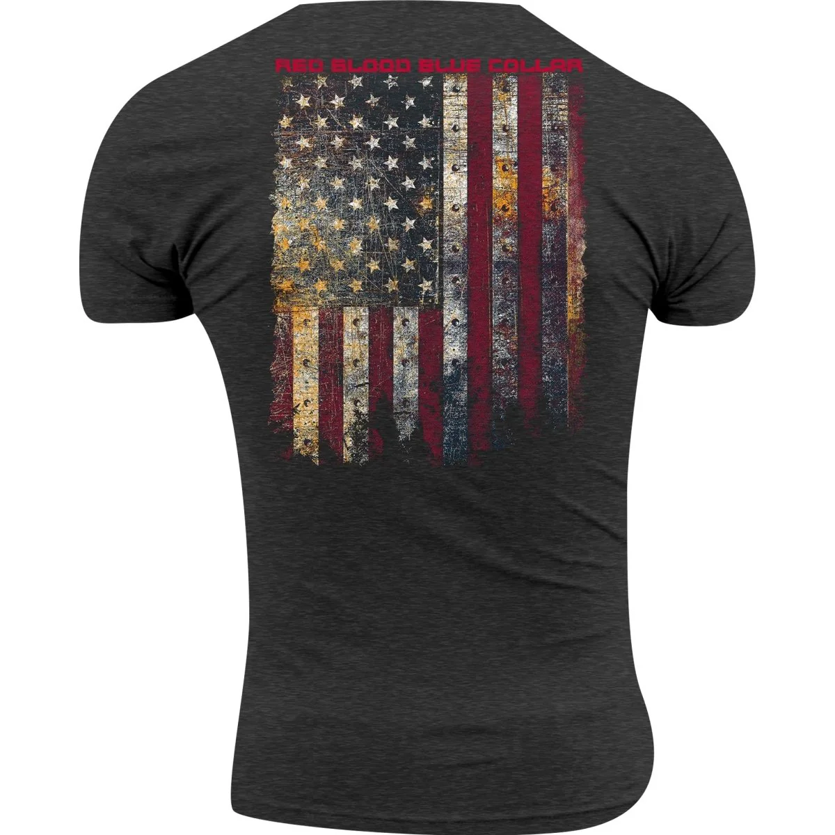Grunt Style Red Blood Blue Collar T-Shirt - Charcoal - Image 3