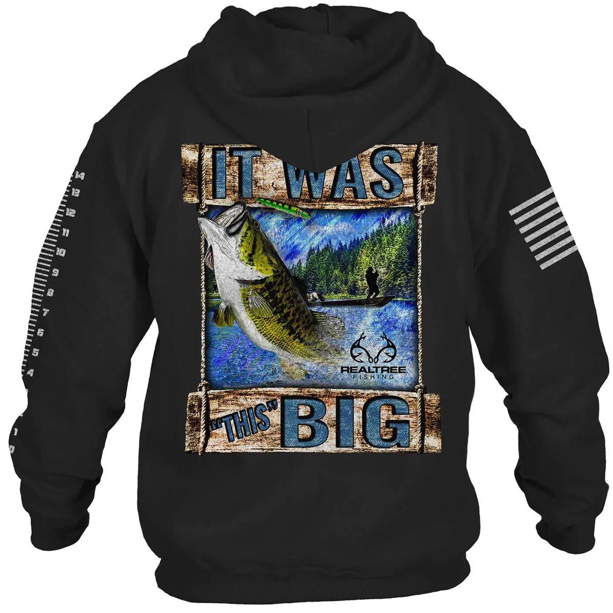 Grunt Style Reeltree Fishing - It Was This Big Pullover Hoodie - Black - Image 2