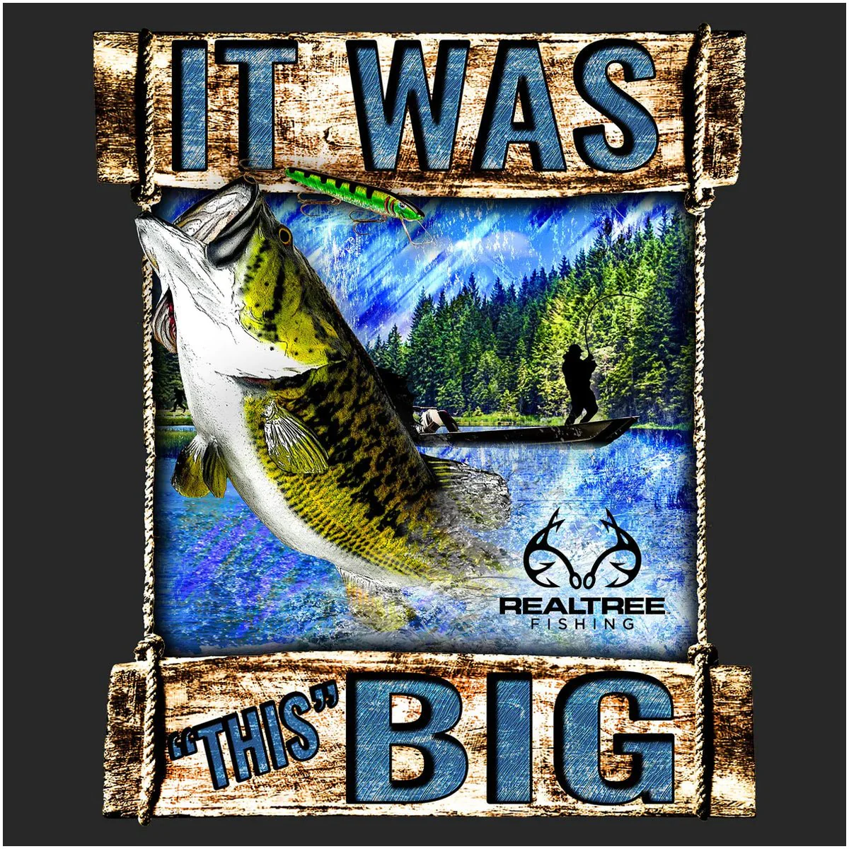 Grunt Style Reeltree Fishing - It Was This Big Pullover Hoodie - Black - Image 5
