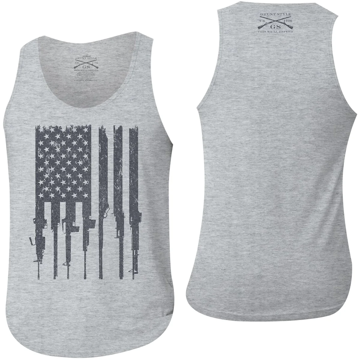 Grunt Style Rifle Flag Tank Top - Heather Gray