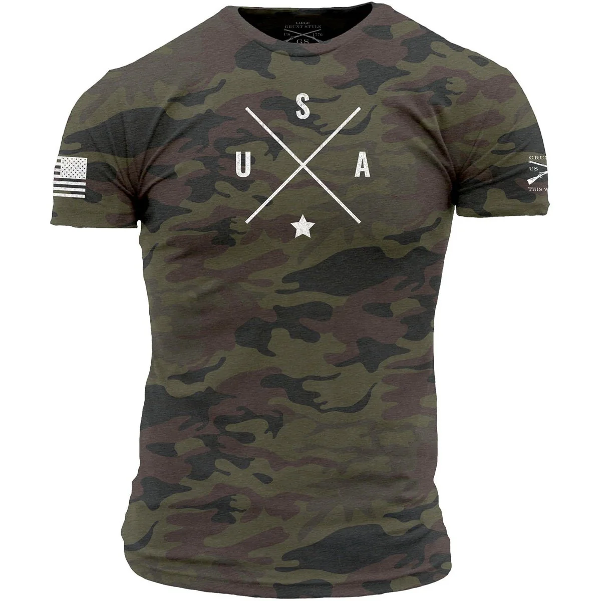 Grunt Style Simple USA T-Shirt - Woodland Camo