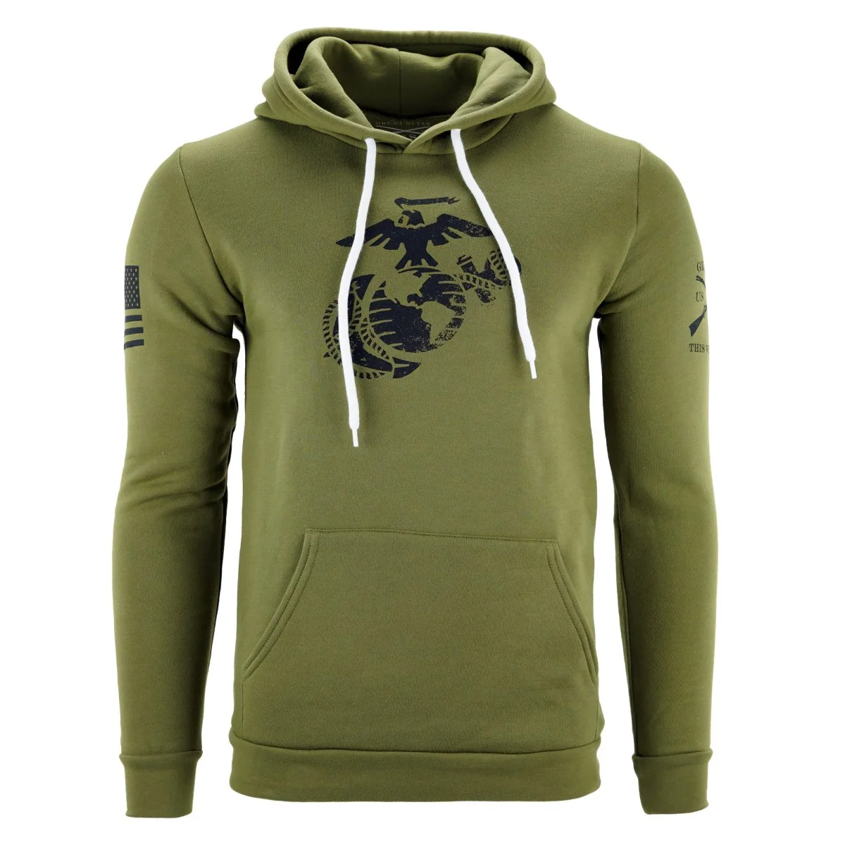 Grunt Style USMC - EGA Pullover Hoodie - Military Green