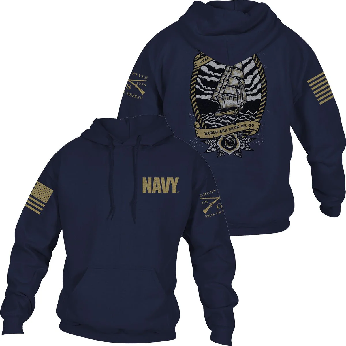 Grunt Style USN - Edge of the World Hoodie Pullover Hoodie - Navy