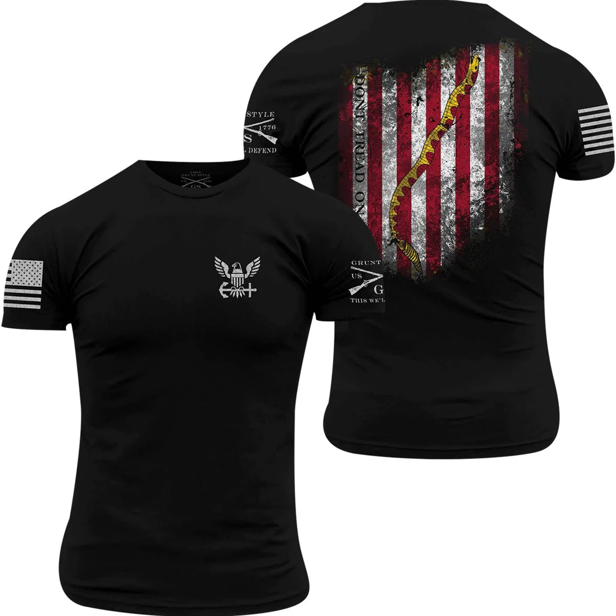 Grunt Style USN Navy Jack Flag T-Shirt - Black
