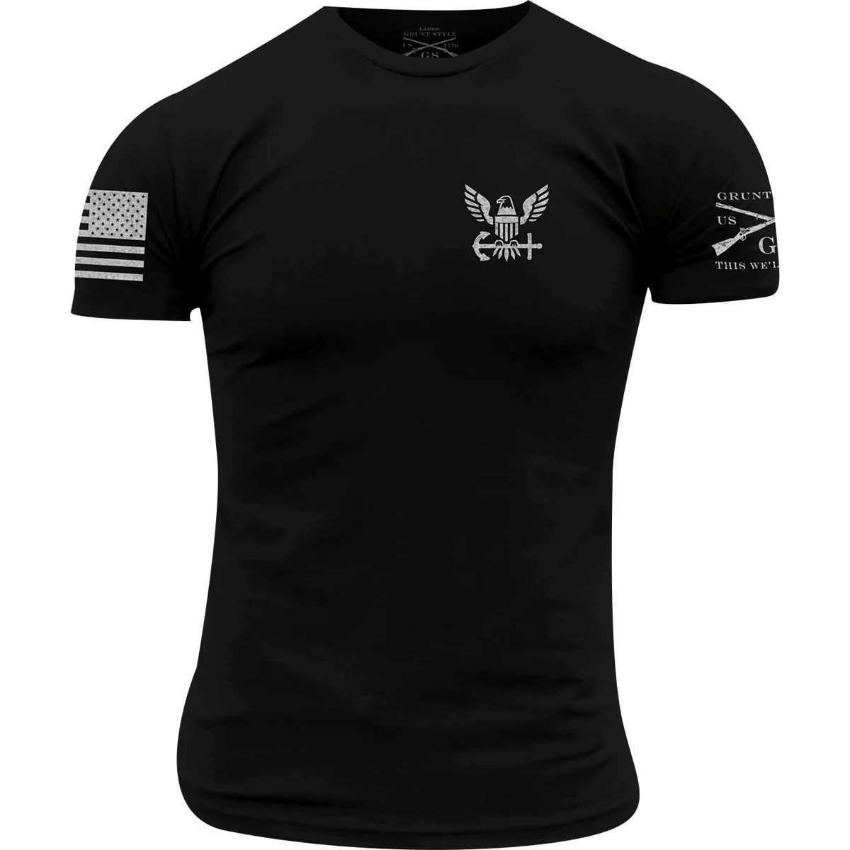 Grunt Style USN Navy Jack Flag T-Shirt - Black - Image 2