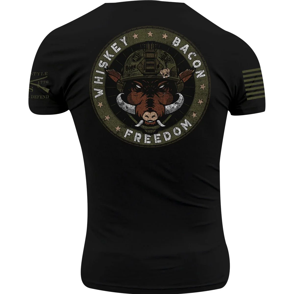 Grunt Style Whiskey Bacon Freedom T-Shirt - Black - Image 3