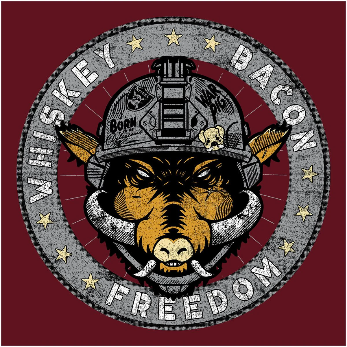 Grunt Style Whiskey Bacon Freedom T-Shirt - Cardinal - Image 5