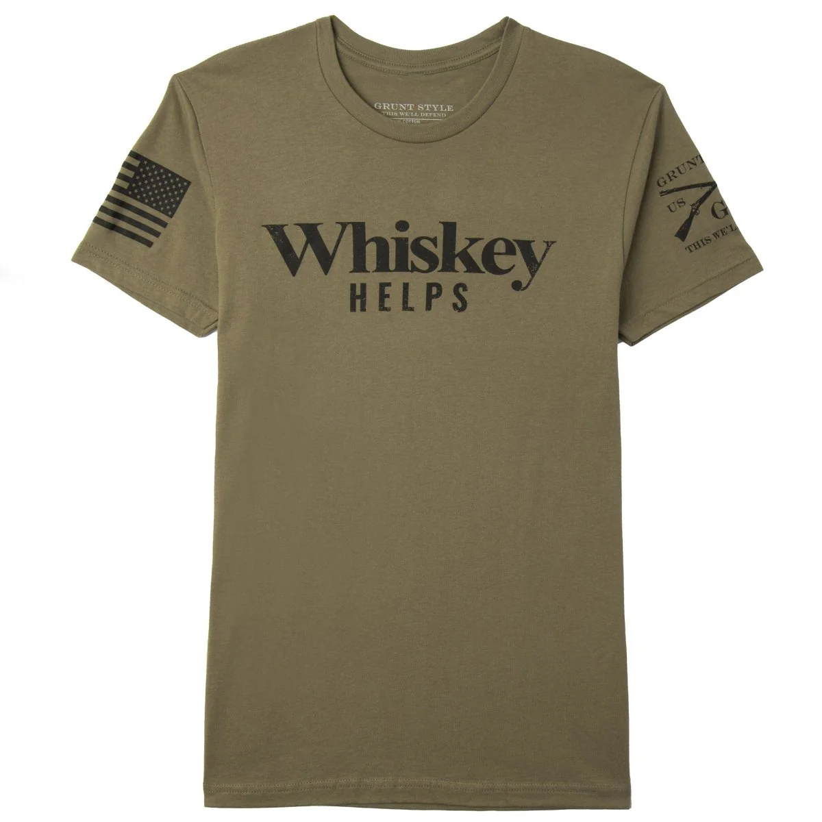 Grunt Style Whiskey Helps T-Shirt - Military Green