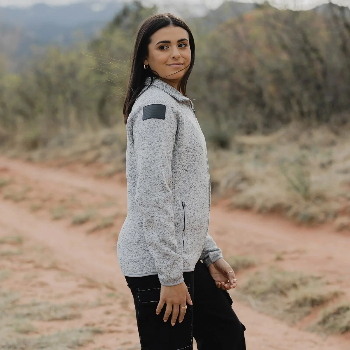 Grunt Style Women's Full Zip Sweater Jacket - Heather Gray - Image 3