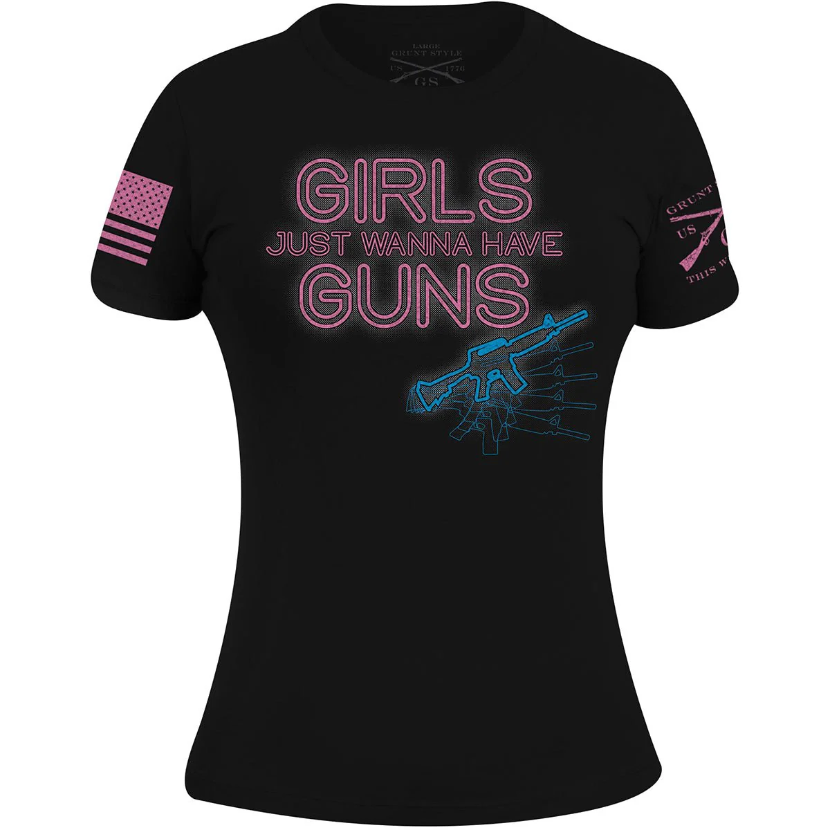 Grunt Style Women's Girls Just Wanna Have Guns T-Shirt - Black