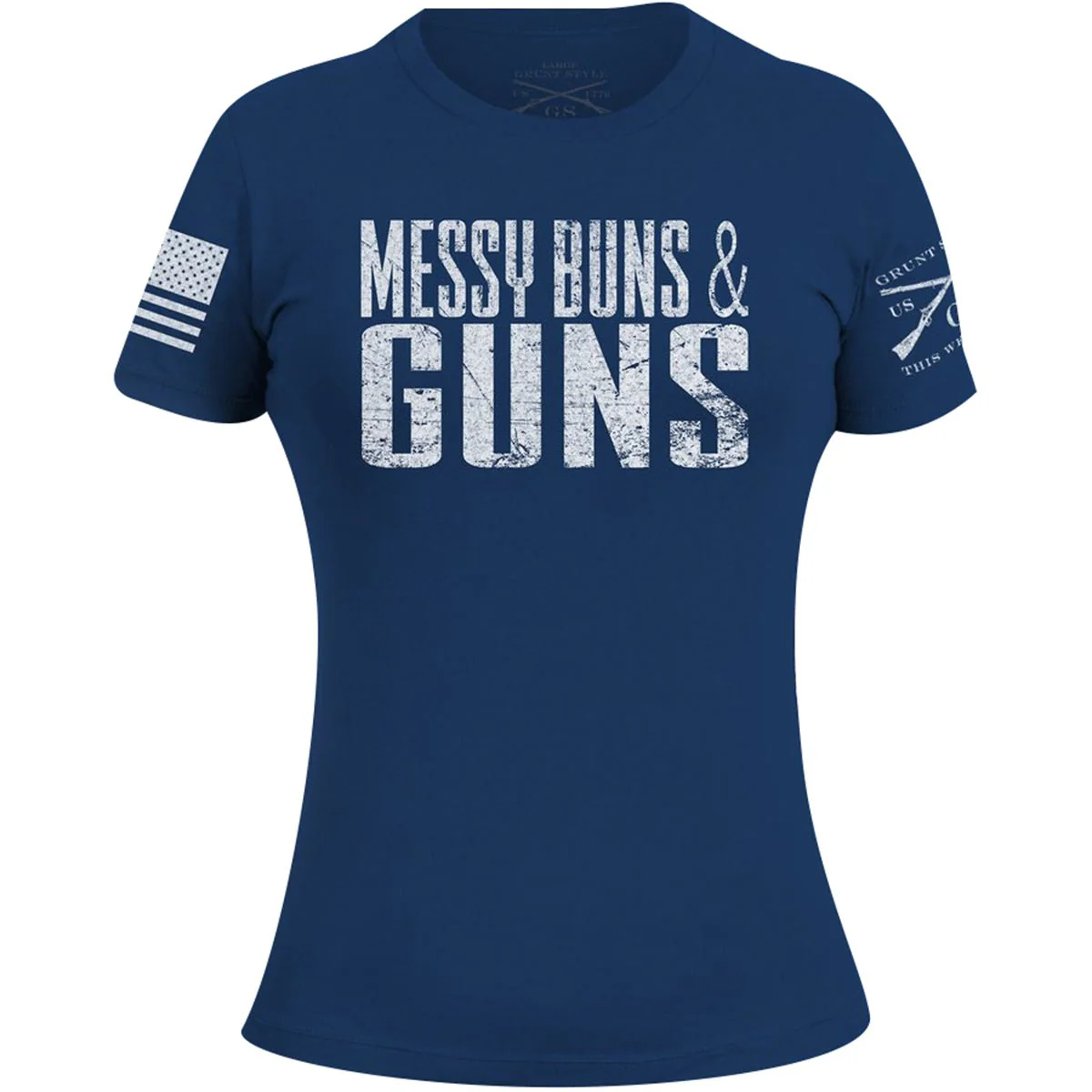 Grunt Style Women's Messy Buns and Guns T-Shirt - Blue