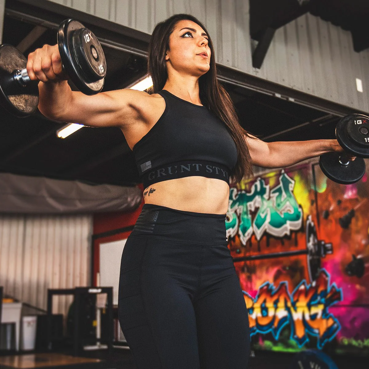 Grunt Style Women's Racerback Sports Bra - Black - Image 4