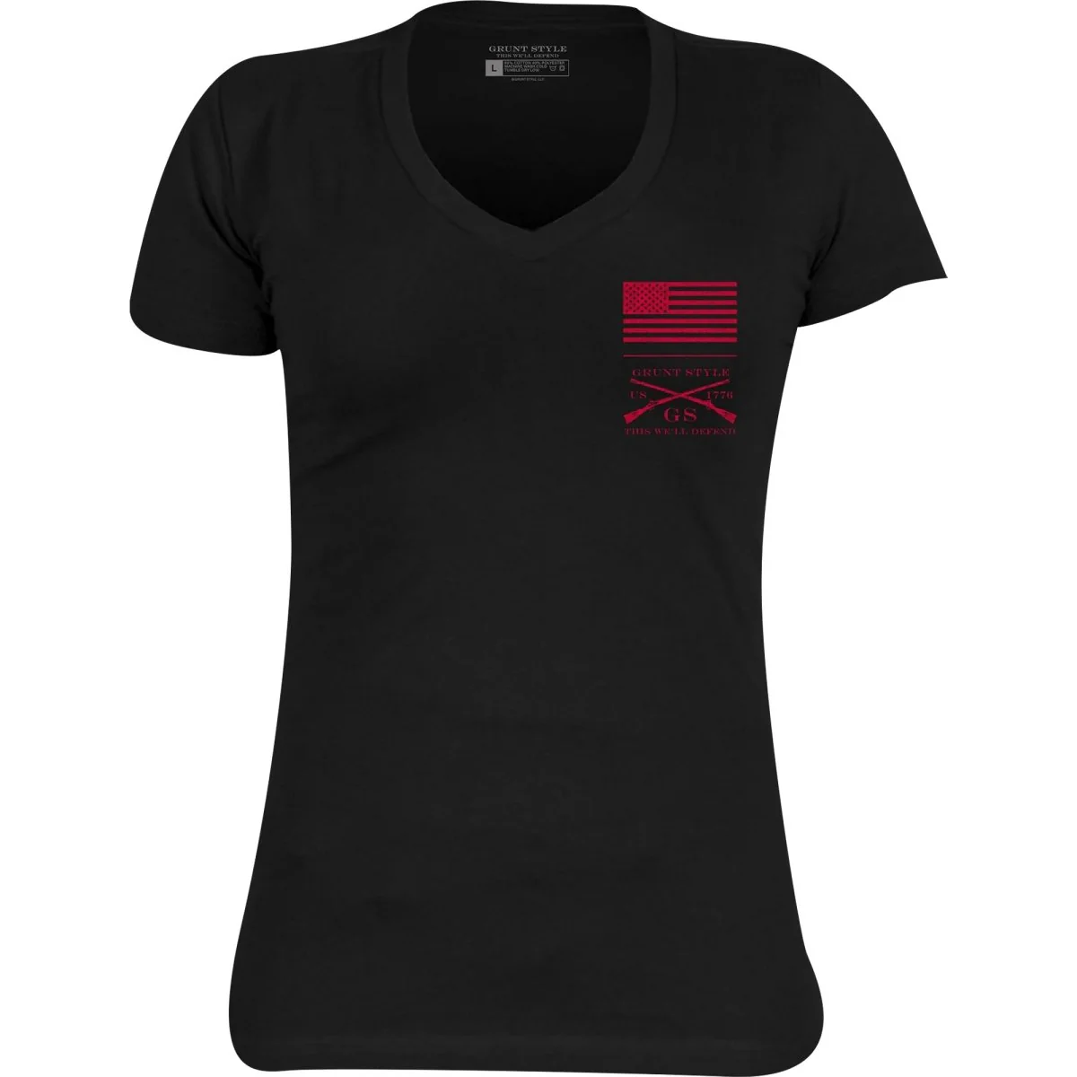 Grunt Style Women's Red Blood Blue Collar V-Neck T-Shirt - Black - Image 2