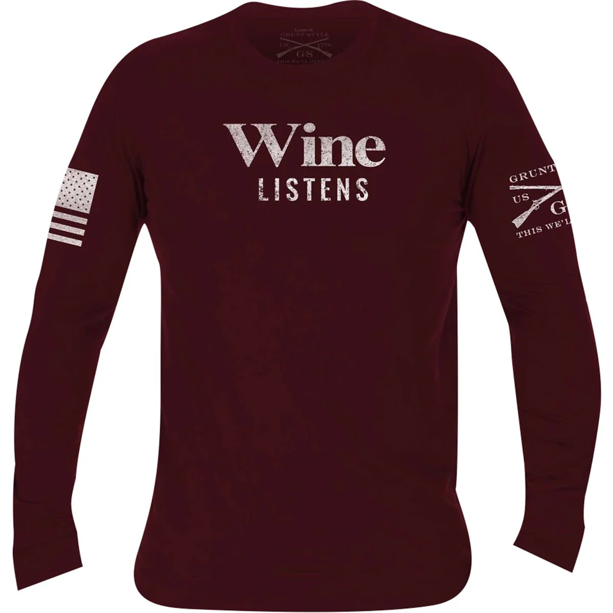 Grunt Style Women's Relaxed Fit Wine Listens Long Sleeve T-Shirt - Wine
