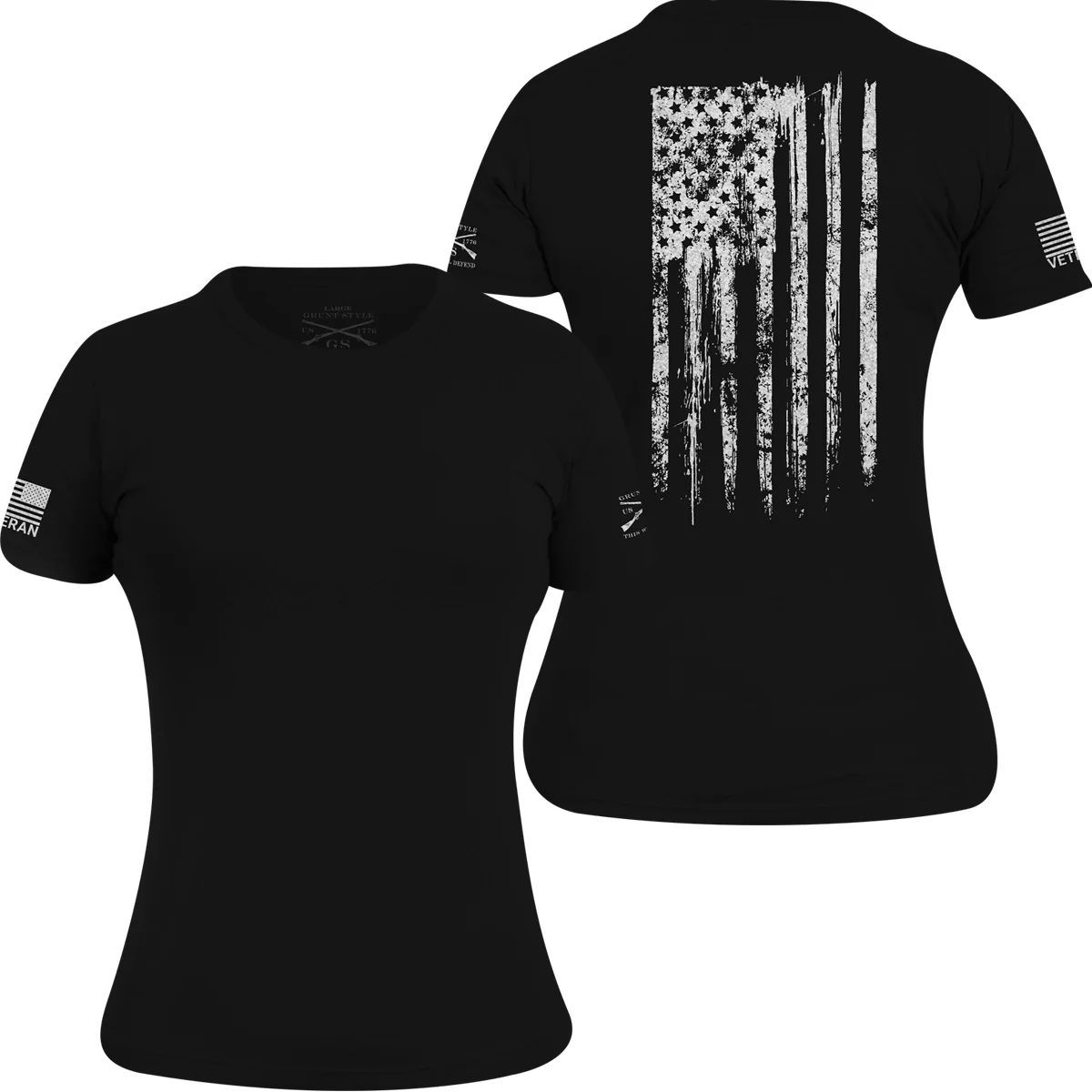 Grunt Style Women's Veteran Flag T-Shirt - Black