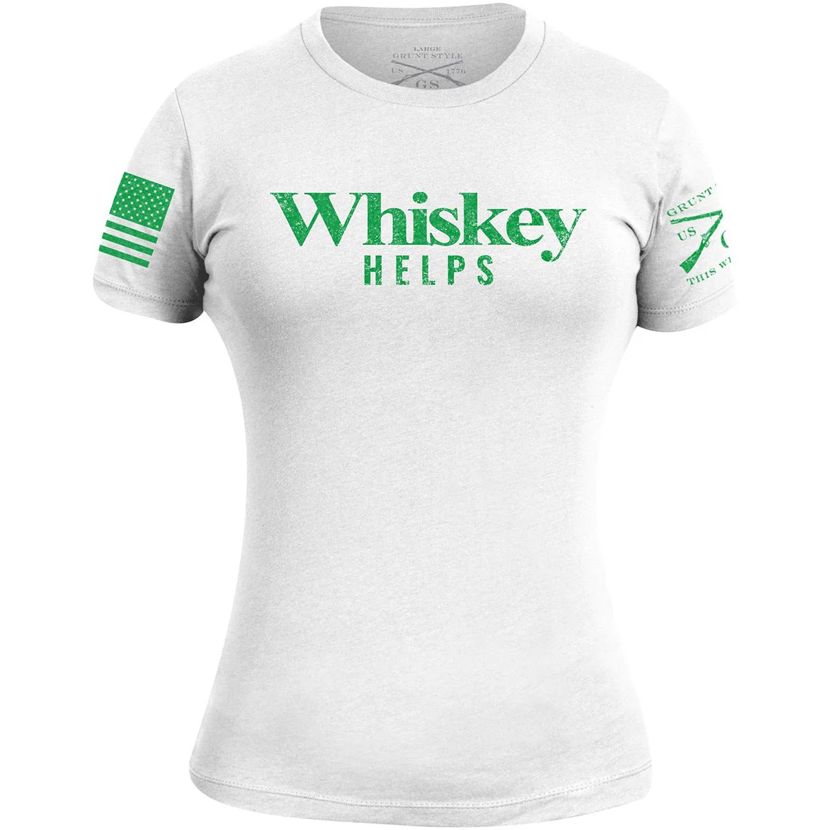 Grunt Style Women's Whiskey Helps - St. Patrick's Day Edition T-Shirt - White