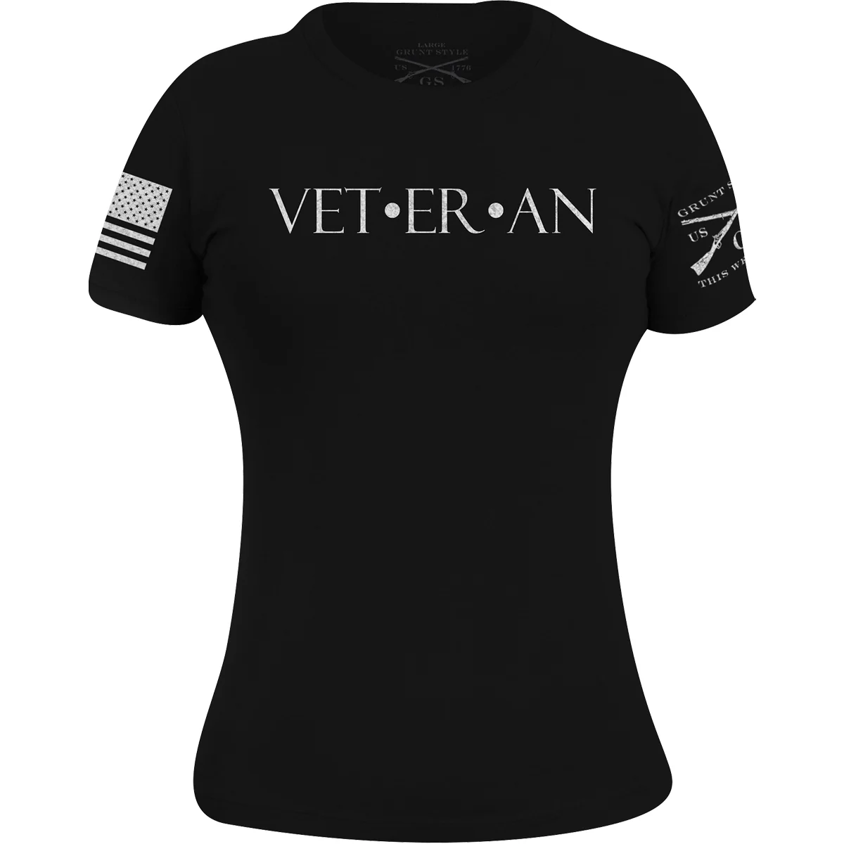 Grunt Style Women's Woman Veteran T-Shirt - Black - Image 2