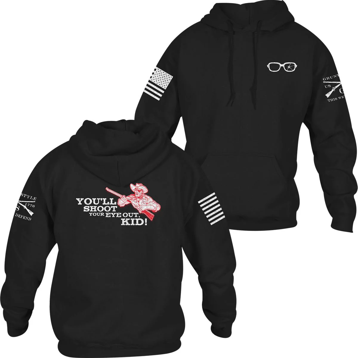 Grunt Style You'll Shoot Your Eye Out, Kid Pullover Hoodie - Black