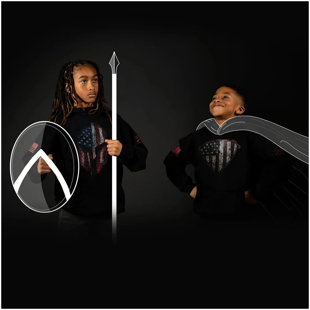Grunt Style Youth Super Patriot 2.0 Pullover Hoodie - Black - Image 5