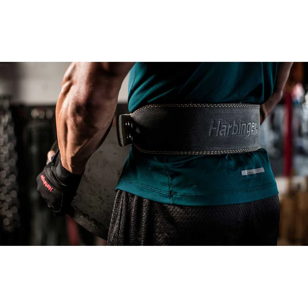 Harbinger 4" Padded Leather Weight Lifting Belt - Image 4