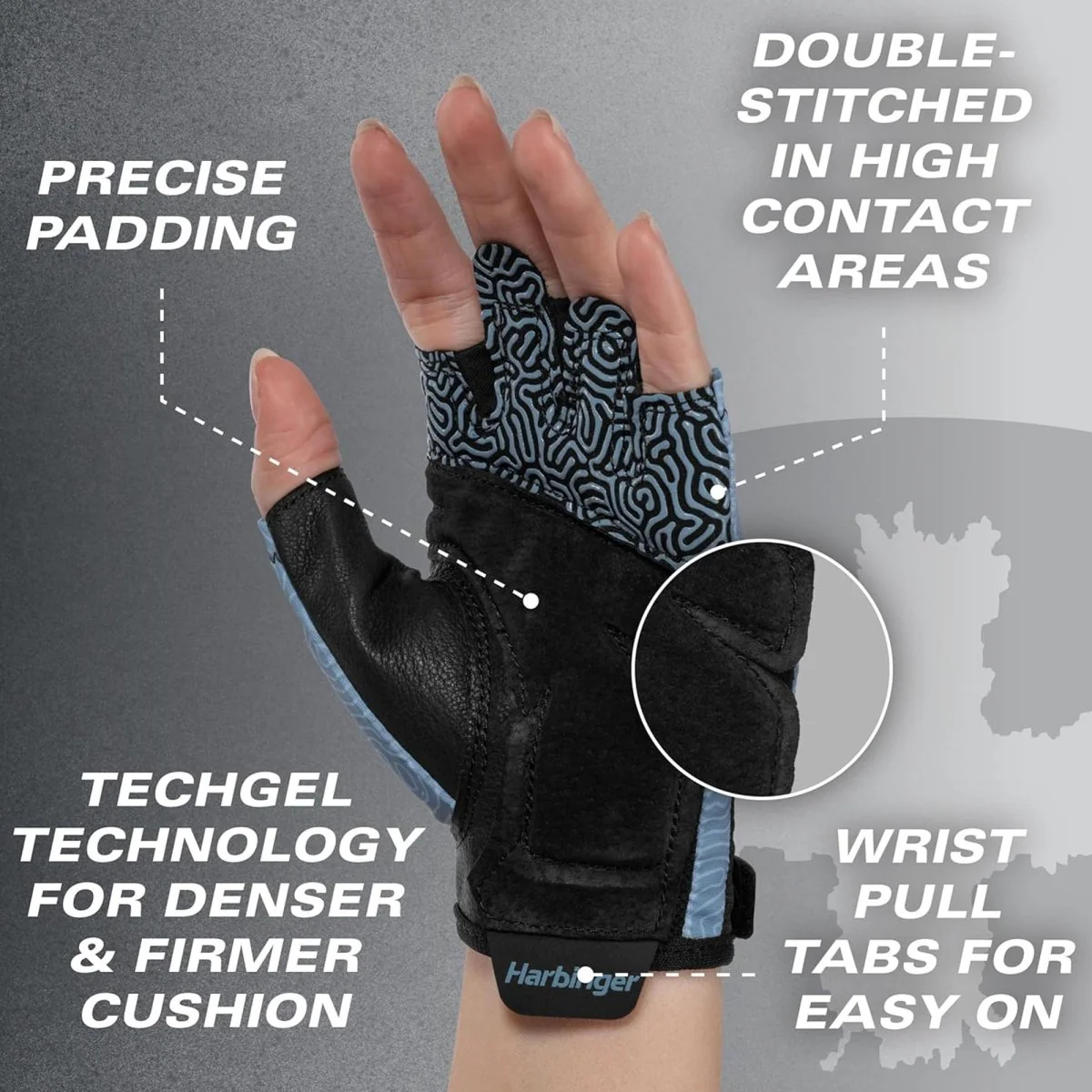 Harbinger Women's Training Grip Gloves 3.0 - Slate Blue - Image 4