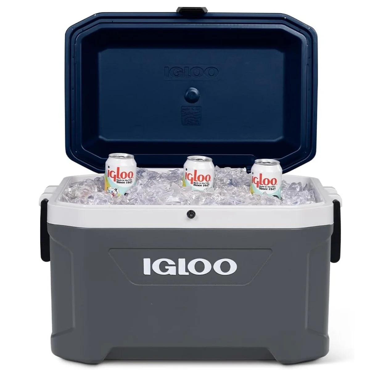 IGLOO MaxCold Latitude 54 Qt Cooler, Carbonite/Aegean Sea Blue - Image 2