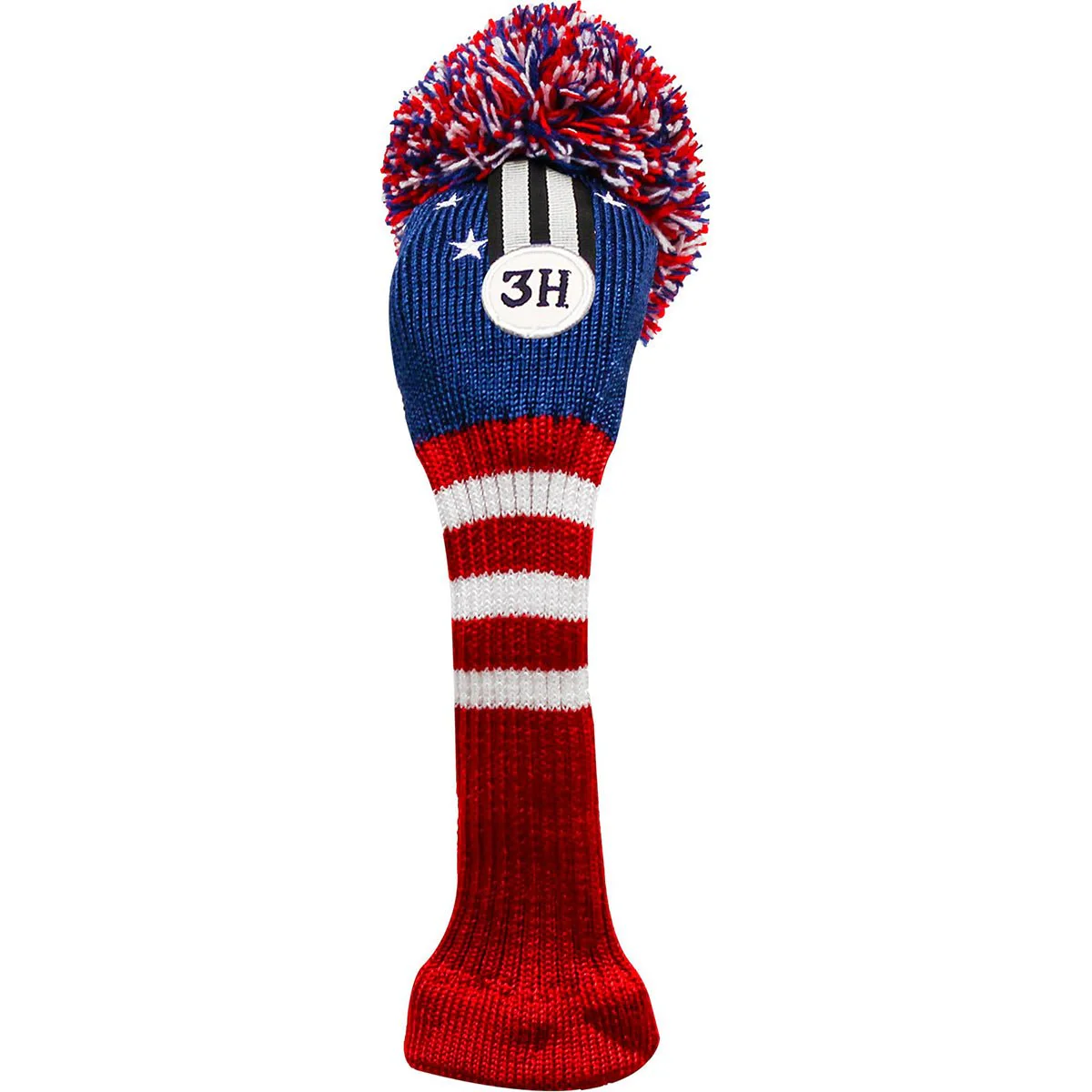 IZZO Vintage Knitted Golf Club Headcover - Red/White/Blue - Image 3