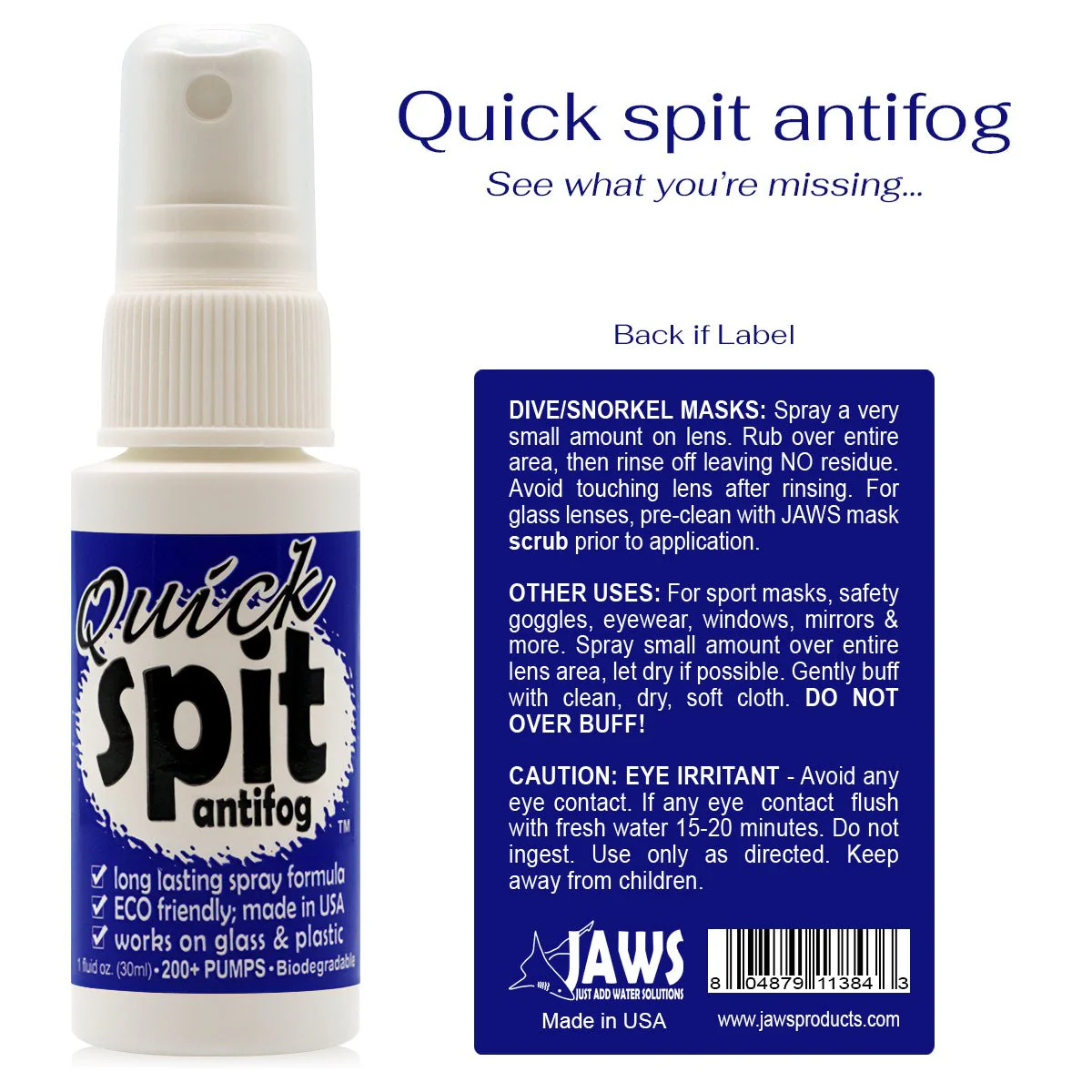 JAWS Quick Spit Anti-Fog Spray Formula - Image 11