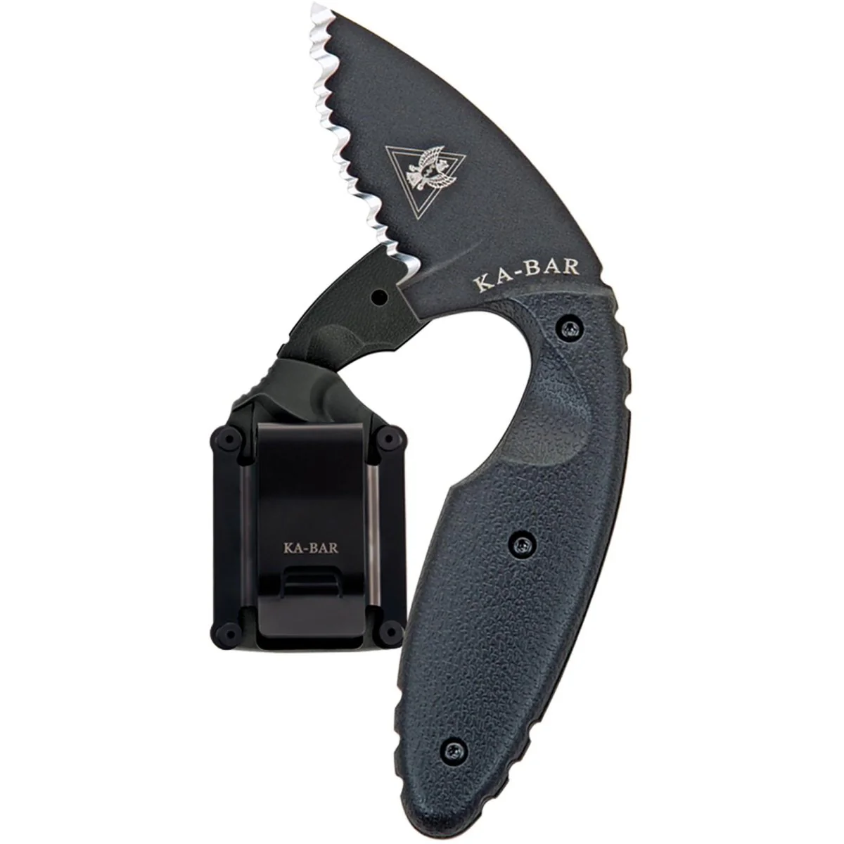 KA-BAR 2.313" Fixed Blade Original TDI Serrated Knife w/ Sheath and Clip - Black - Image 2
