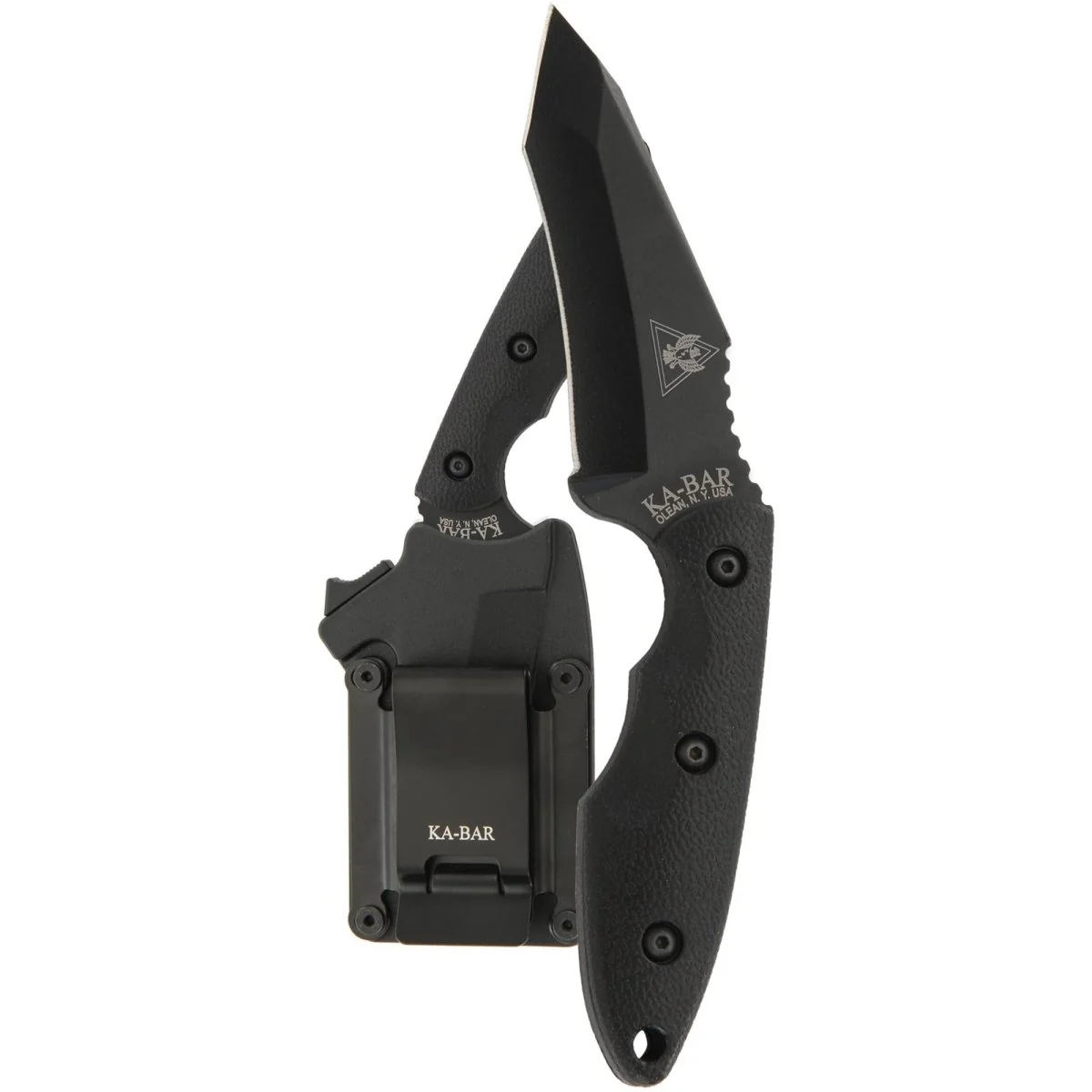 KA-BAR 3.563" Fixed Blade TDI/Hinderer Hell Fire Knife w/ Sheath and Clip- Black - Image 2