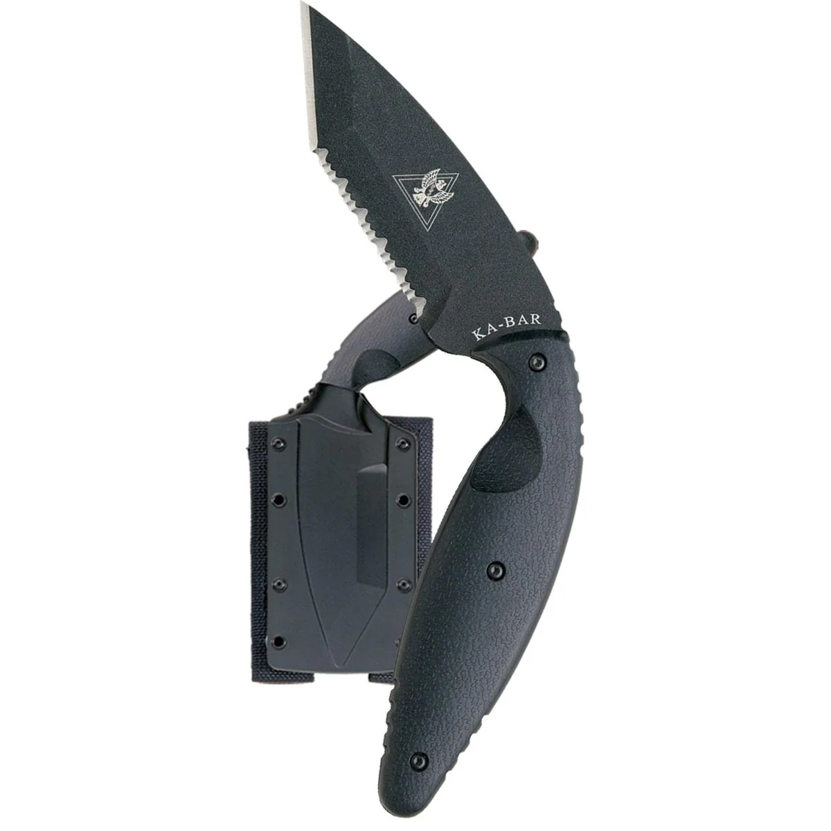 KA-BAR 3.688" Fixed Blade Large TDI Tanto Serrated Knife w/ Sheath - Black - Image 2