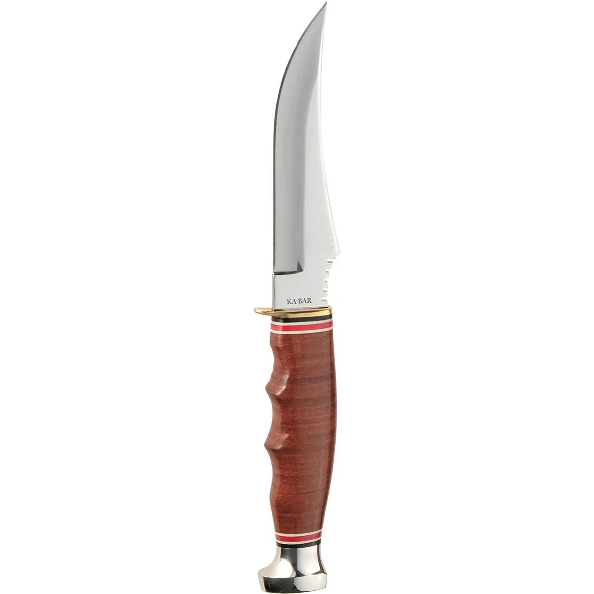 KA-BAR 4.375" Fixed Blade Skinner Stacked Leather Handle Knife w/ Sheath - Brown