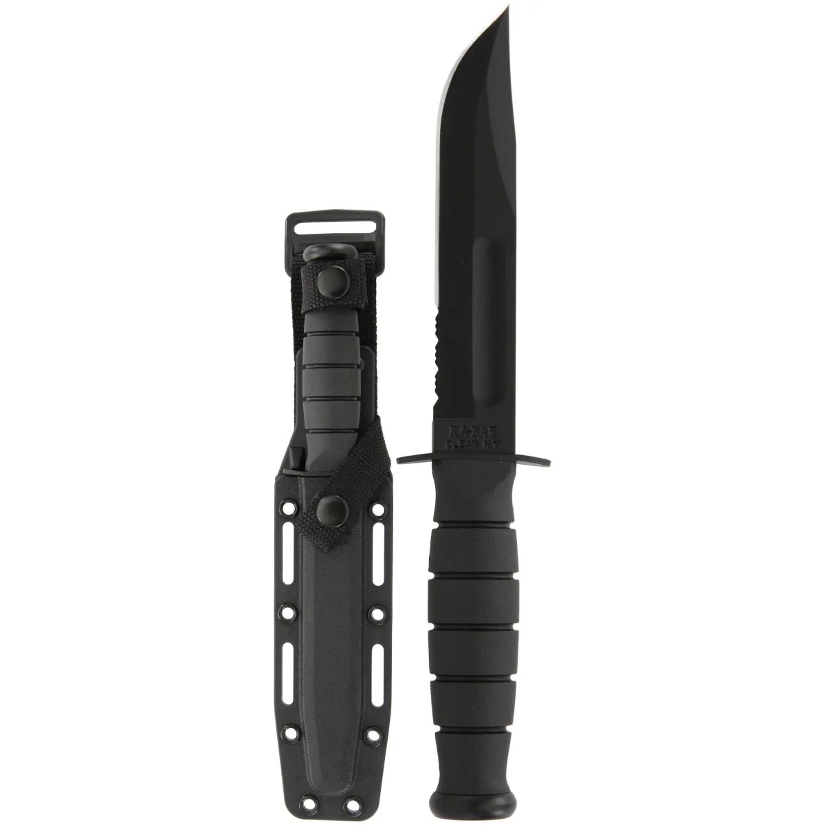 KA-BAR 5.25" Fixed Blade Short Serrated Clip Point w/ Sheath, 1095 Carbon Steel - Image 2