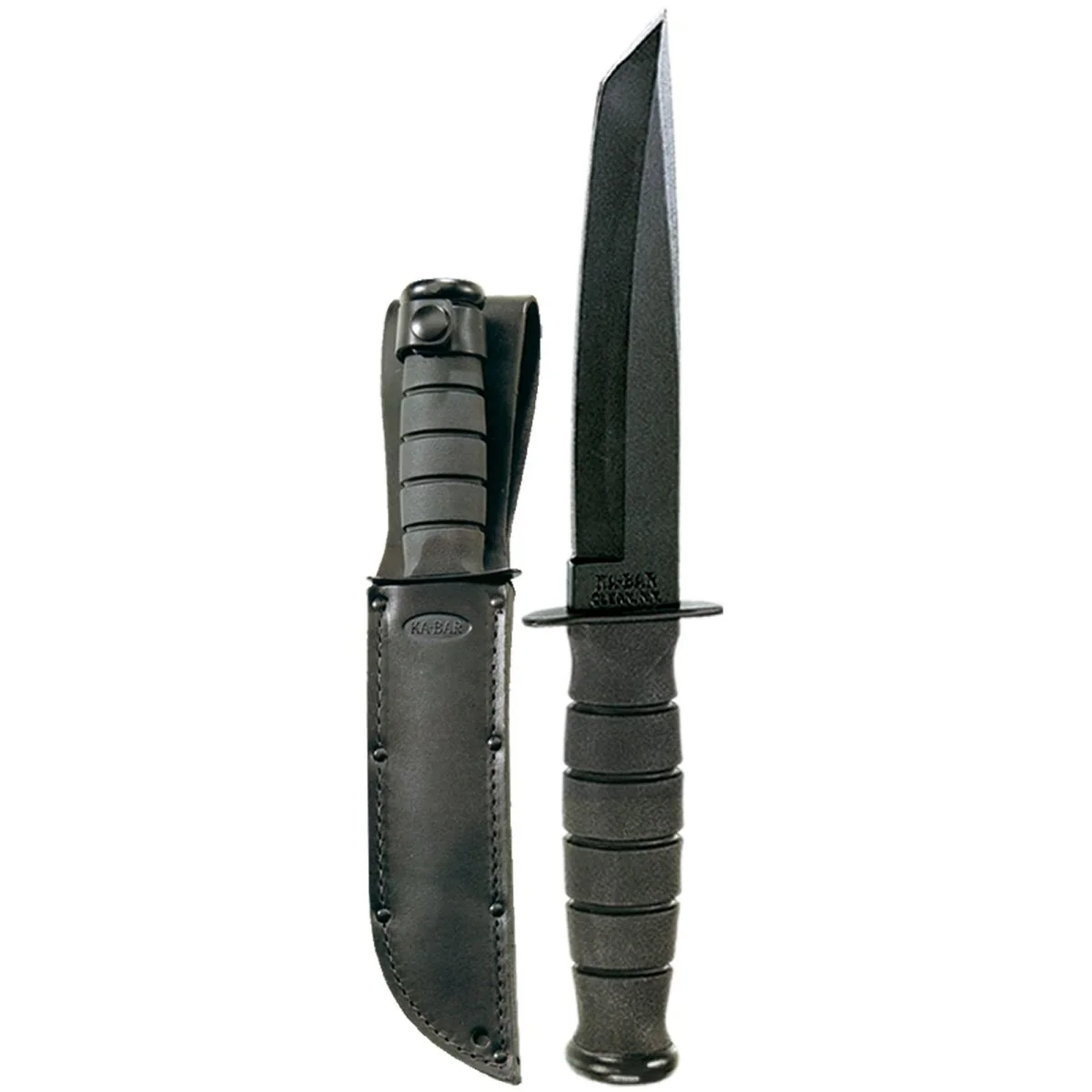 KA-BAR 5.25" Fixed Blade Short Tanto Straight Edge Knife w/ Sheath - Black - Image 2