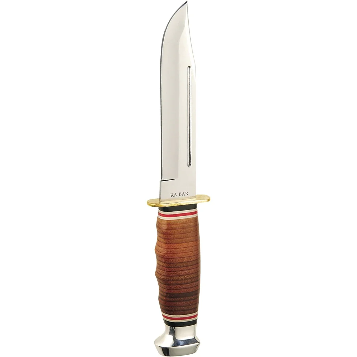 KA-BAR 5.875" Fixed Blade Marine Hunter Leather Handle Knife w/ Sheath - Brown