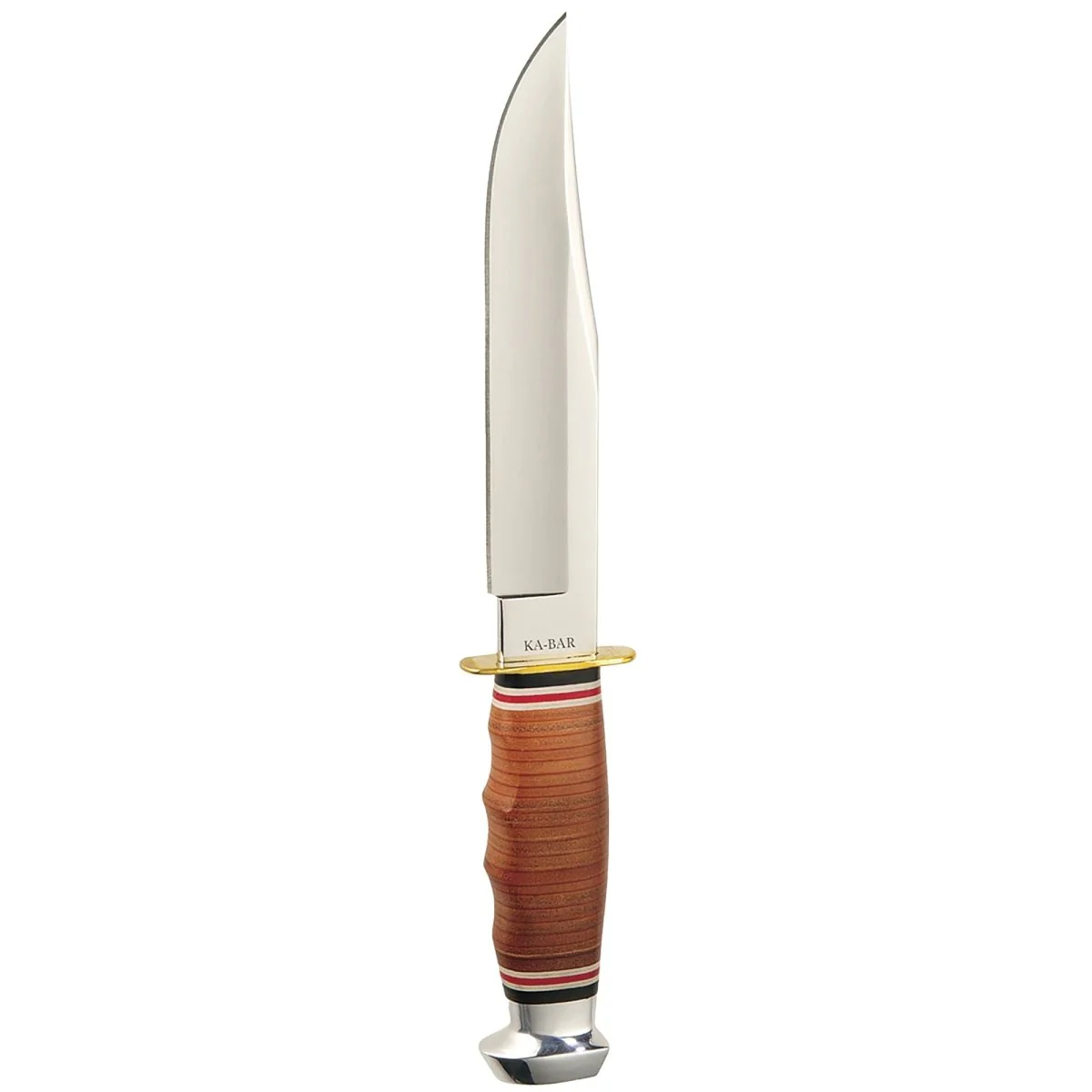 KA-BAR 6.938" Fixed Blade Bowie Leather Handle Knife w/ Sheath - Brown