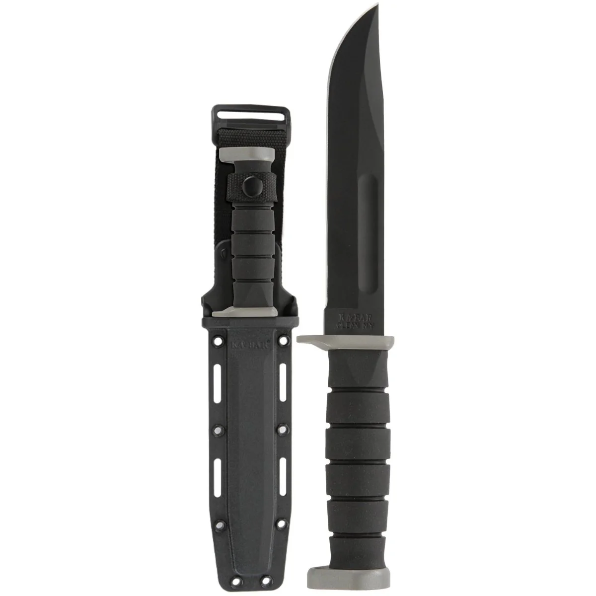 KA-BAR 7" Fixed Blade D2 Extreme Clip Point Straight Edge Knife w/ Sheath- Black - Image 2