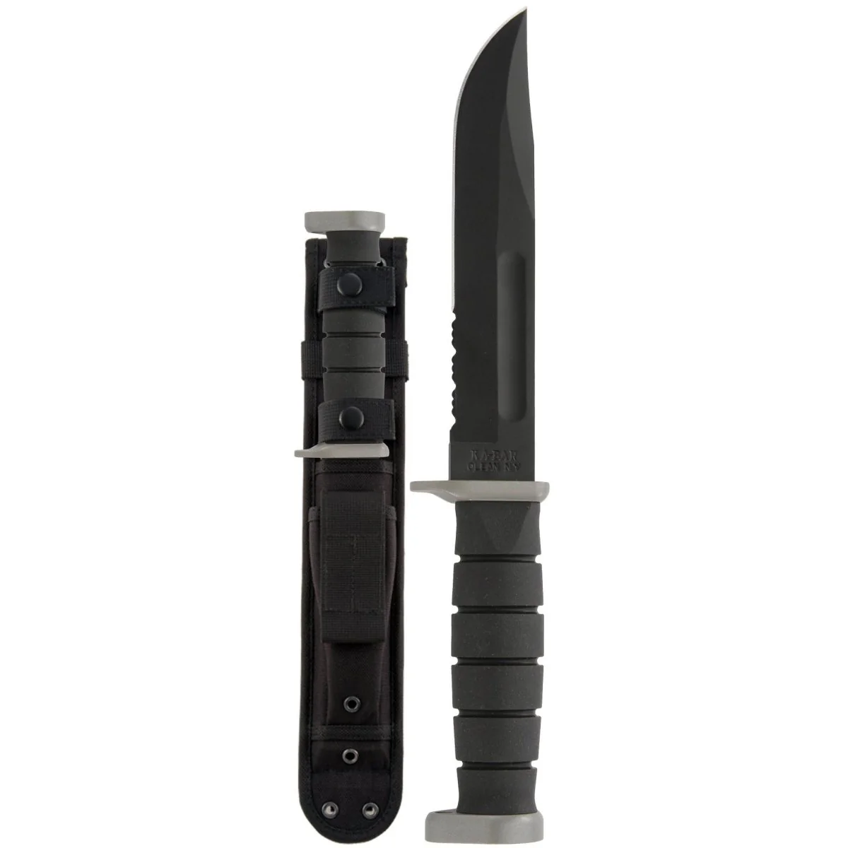 KA-BAR 7" Fixed Blade D2 Extreme Partially Serrated Knife w/ Nylon Sheath- Black - Image 2