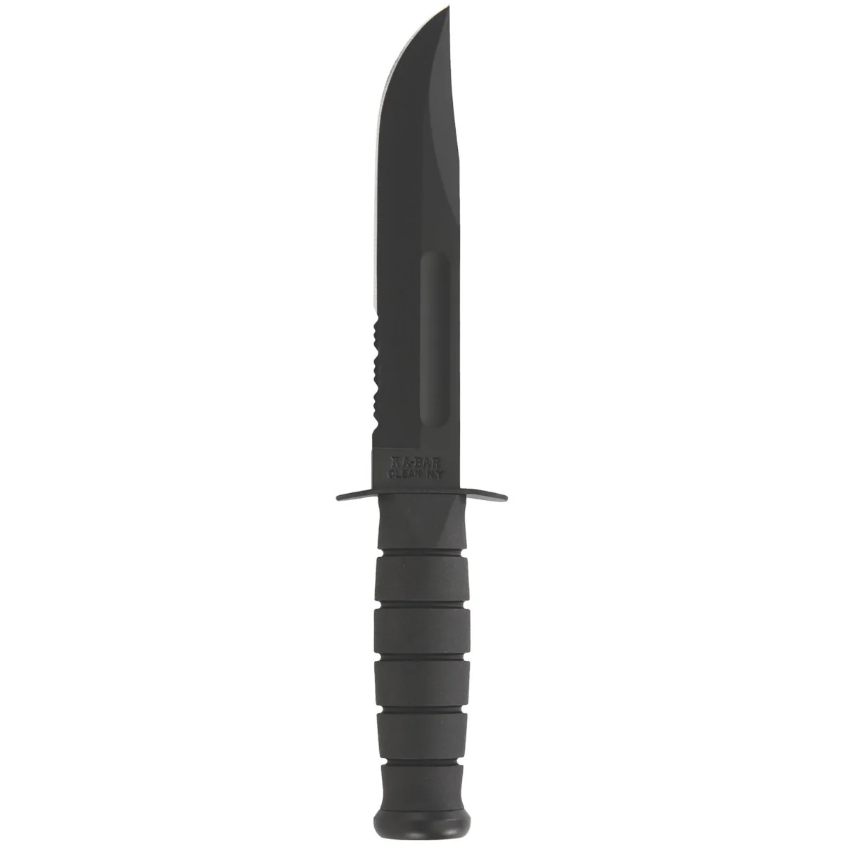 KA-BAR 7" Fixed Blade Full-Size Serrated Edge Knife w/ Sheath - Black